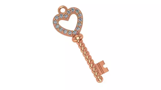 Love Lock Key Pendant 3D print model