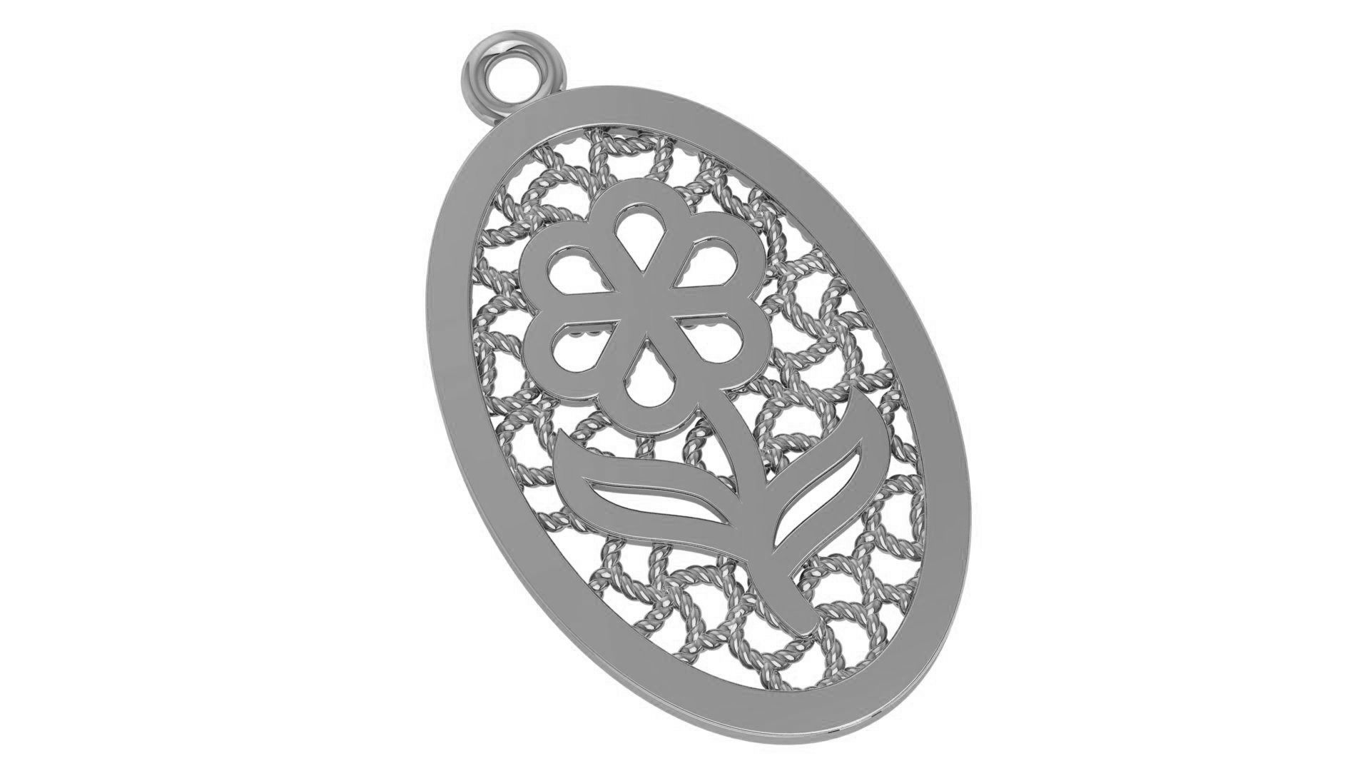 Flower Mesh Charm Pendant 3D print model_2