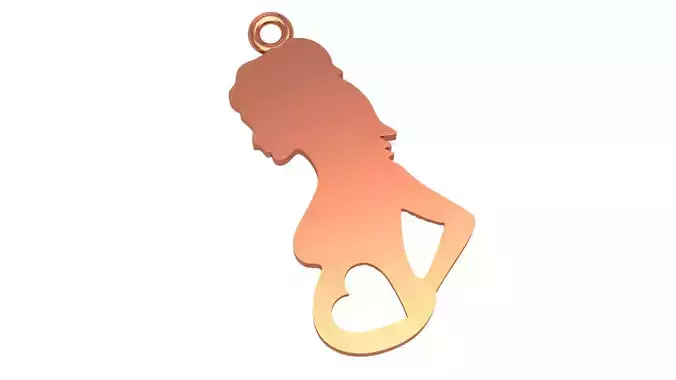 Pregnant Woman with a heart in her Belly Gold Necklace