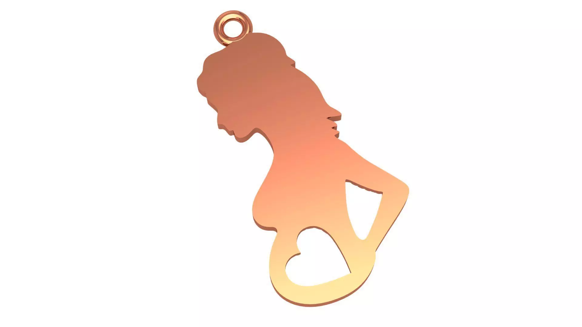 Pregnant Woman with a heart in her Belly Gold Necklace 3D print model