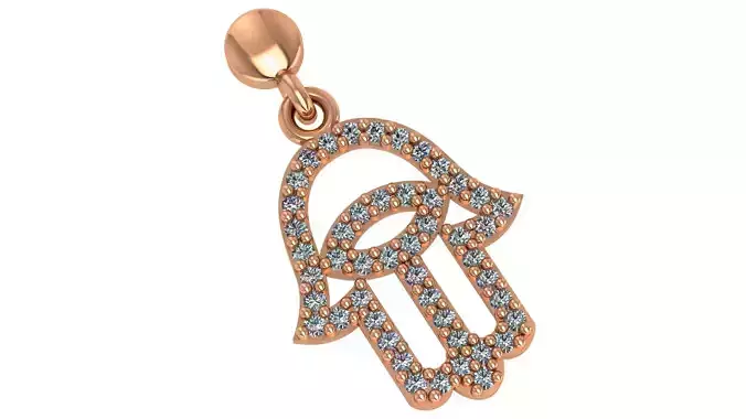 Hamsa Charm Necklace Pendant 3D print model