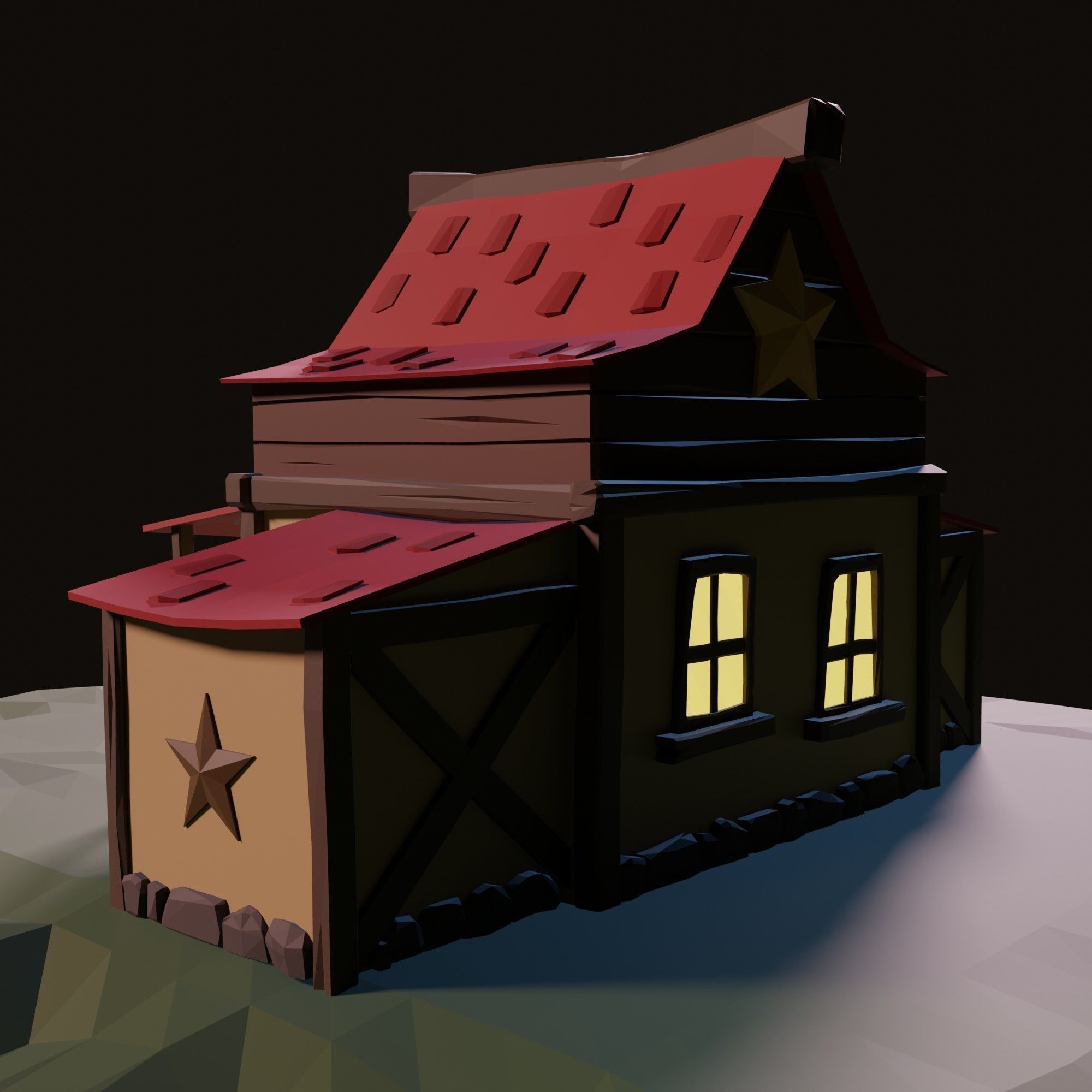 Low poly sheriff office Low-poly 3D model_3