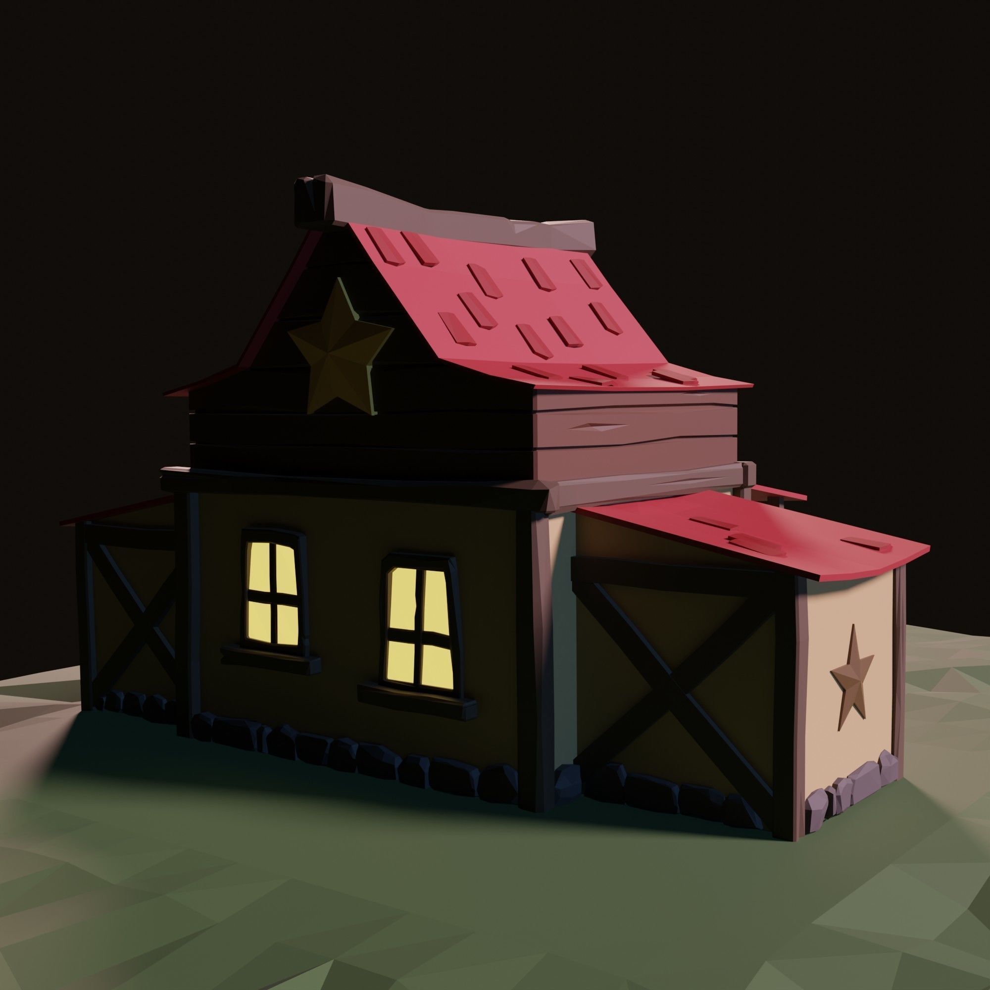 Low poly sheriff office Low-poly 3D model_4