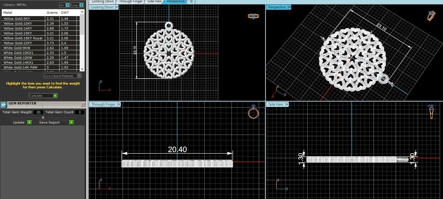 Hearts in Circle Pendant 3D print model_3
