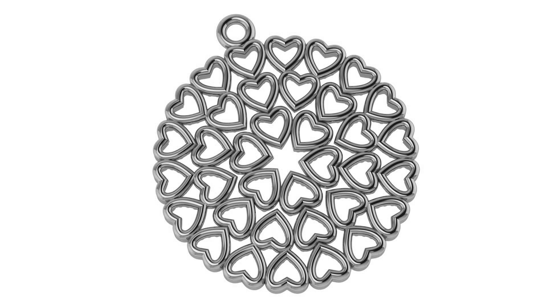 Hearts in Circle Pendant 3D print model_2