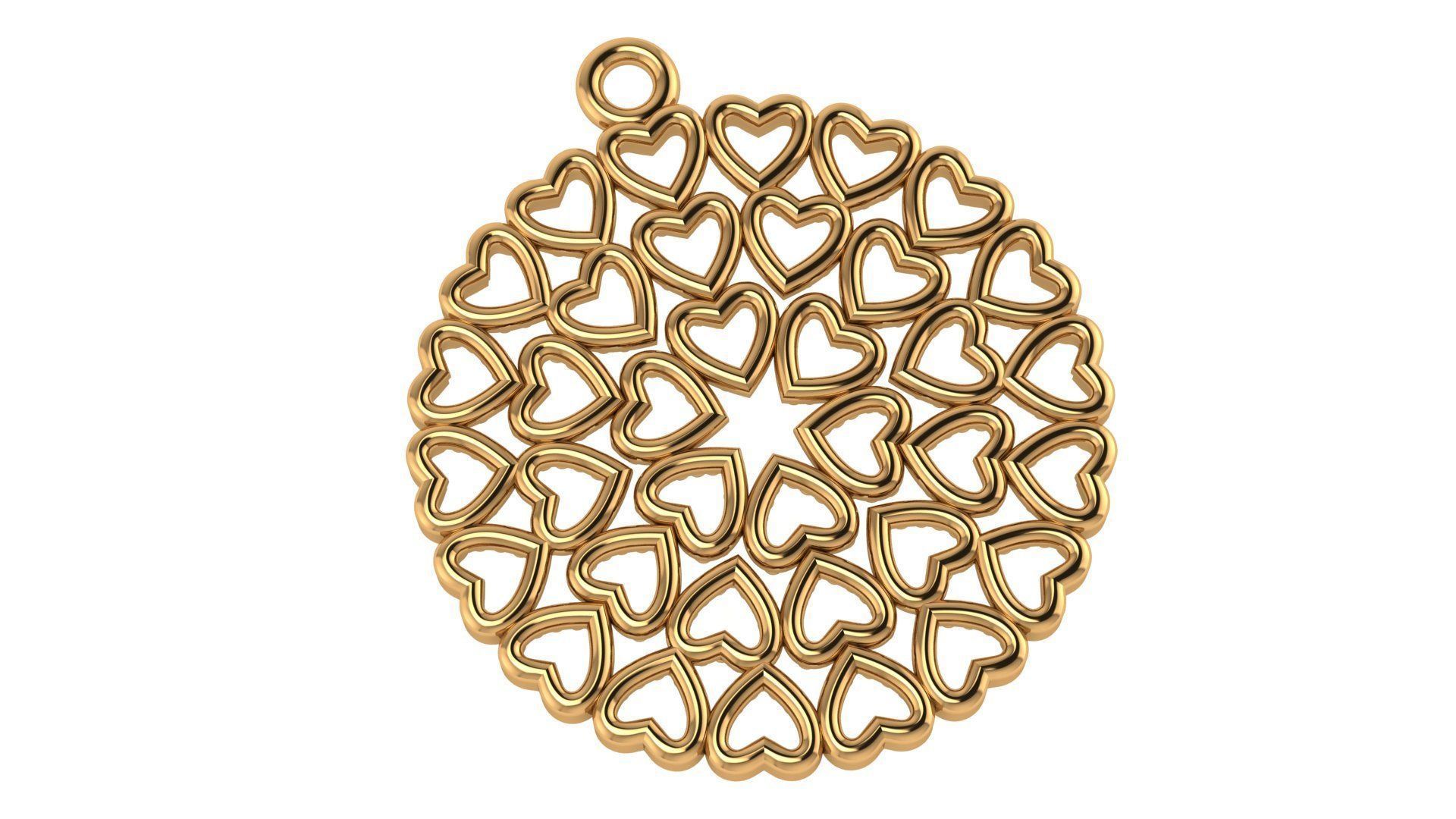 Hearts in Circle Pendant 3D print model_1