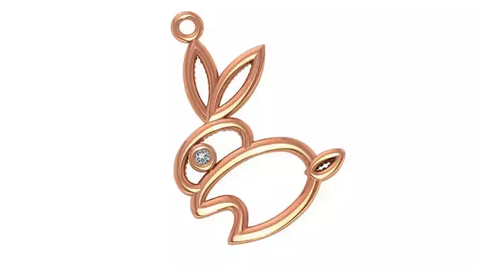 Rabbit Charm Necklace Pendant  3D print model