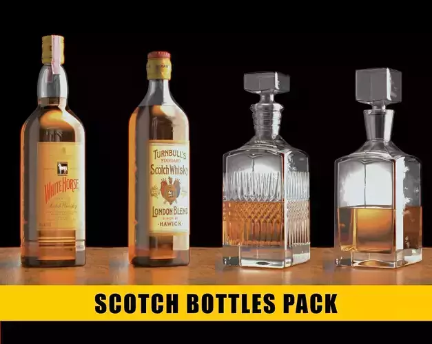 Scotch Bottles Pack - Hero Assets - Realistic 3D model