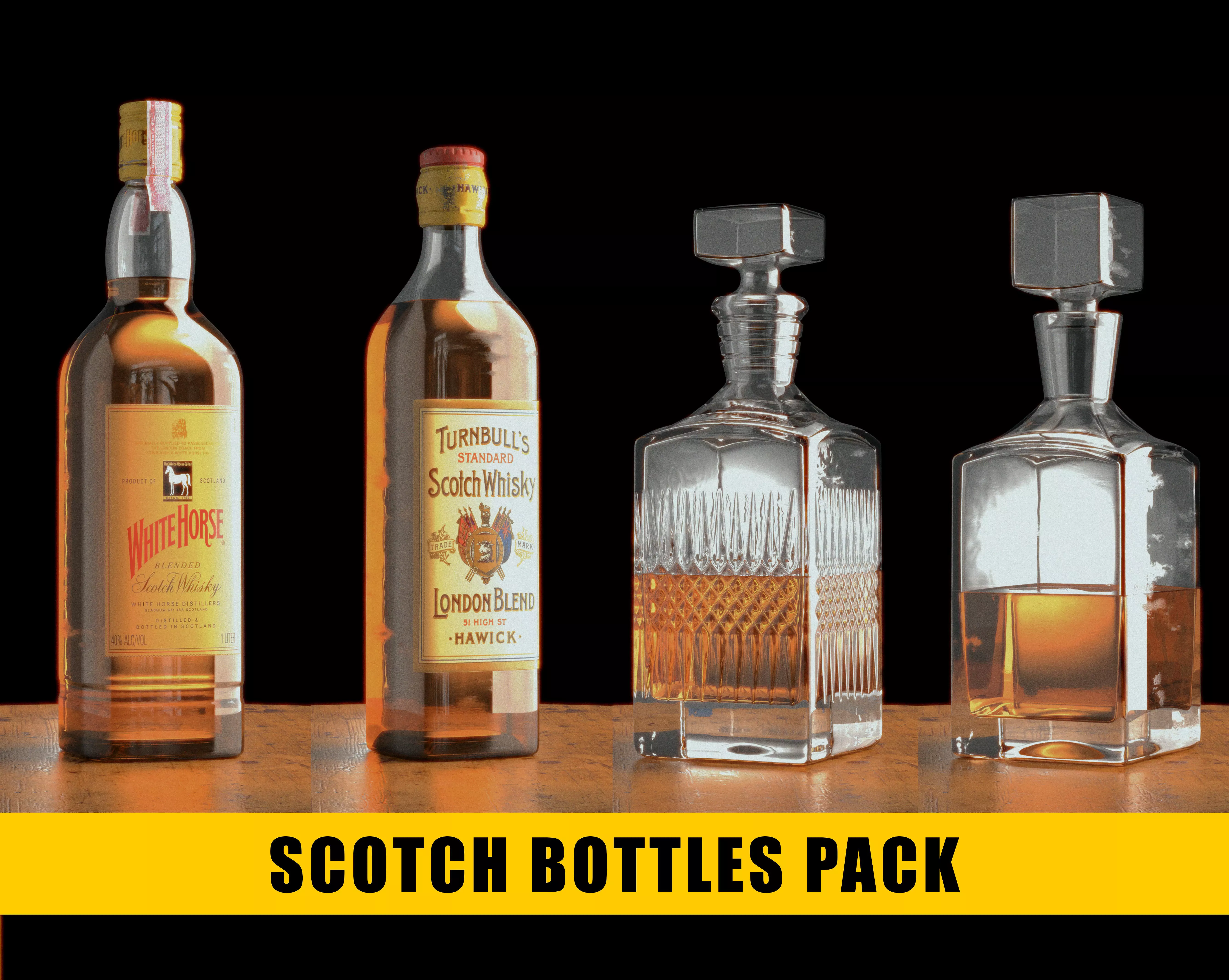 Scotch Bottles Pack - Hero Assets - Realistic 3D model_0