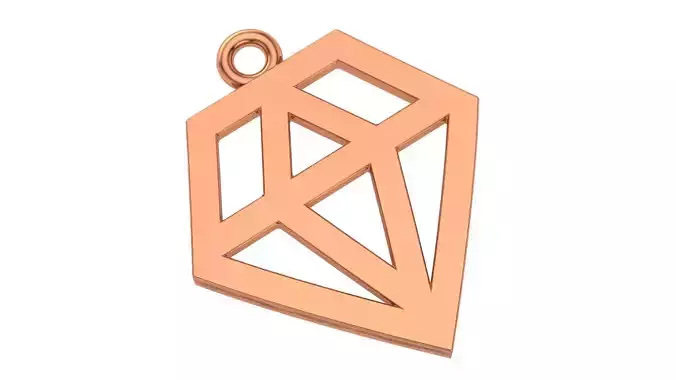 Plain Gold Diamond Shape Charm Necklace 