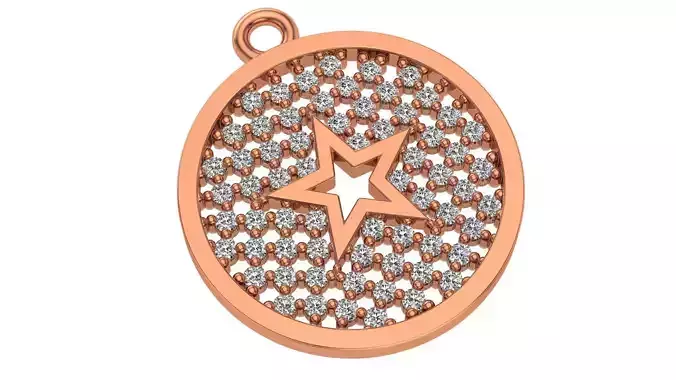 Star on Diamond Mesh Plate Charm Necklace Pendant 3D print model