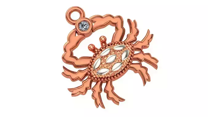 Crab Diamond Charms Pendant 