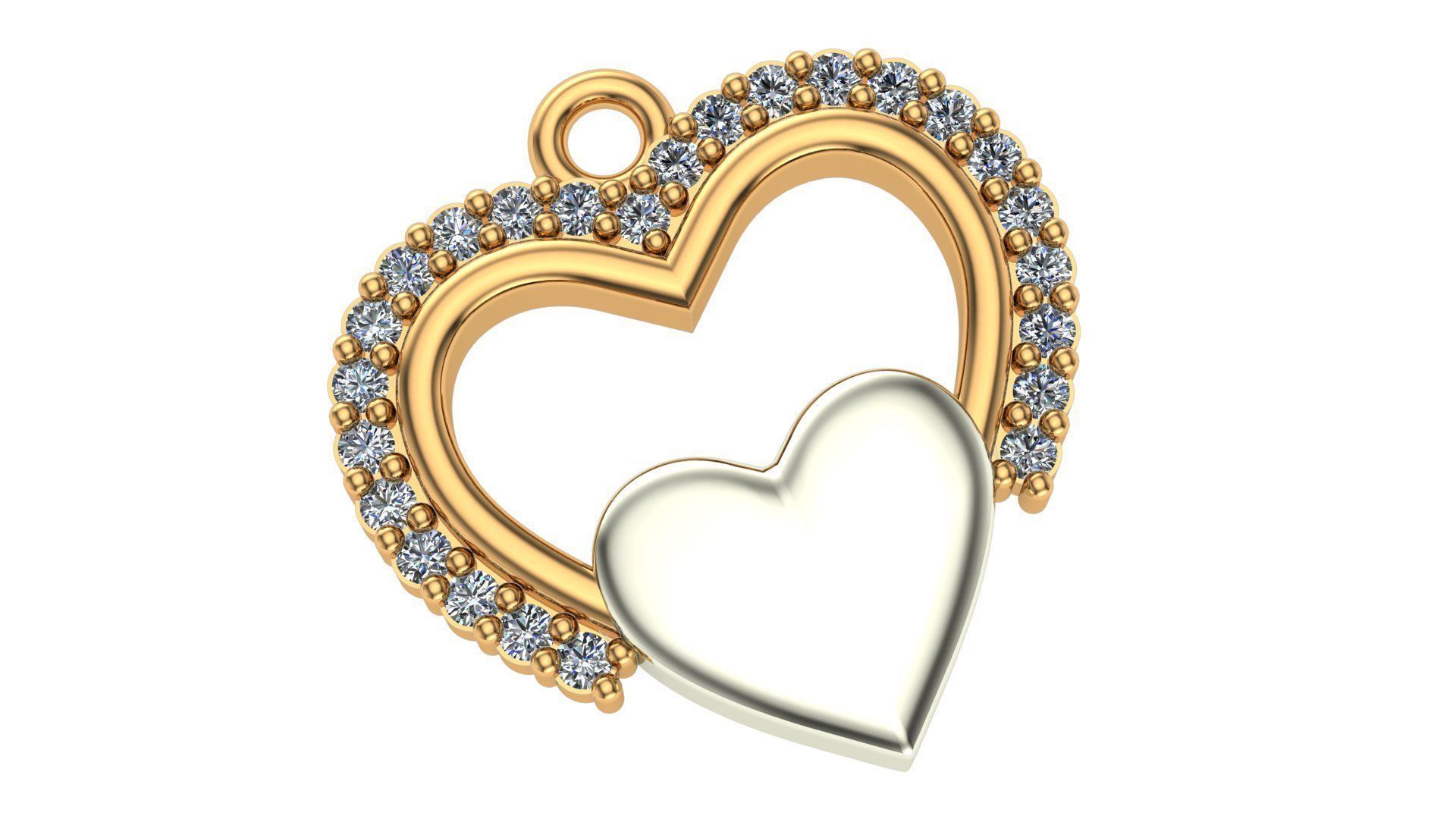 Dual Heart Pendant 3D print model_1