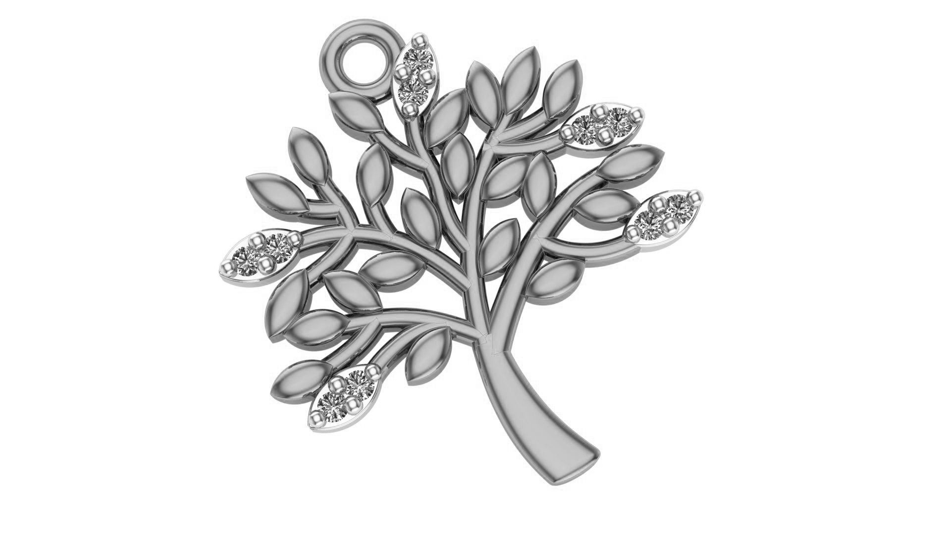 Tree Charm Necklace Pendant 3D print model_2