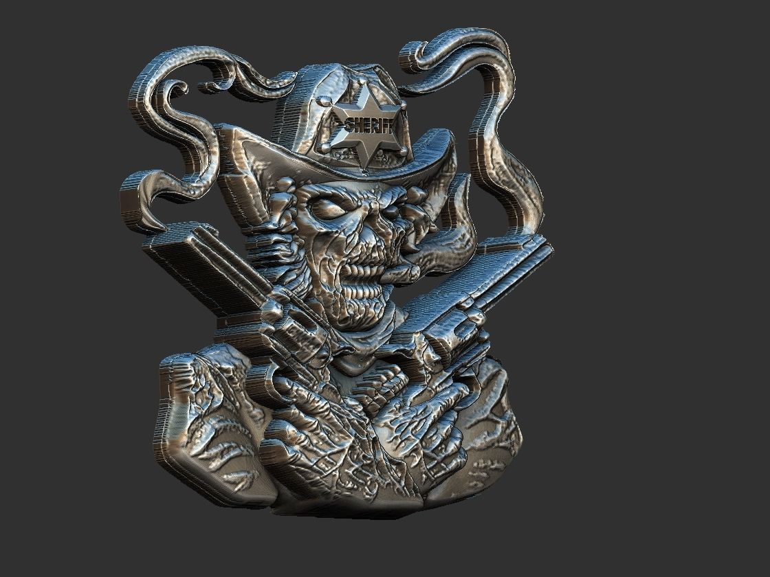 Skull Sheriff  3D print model_11