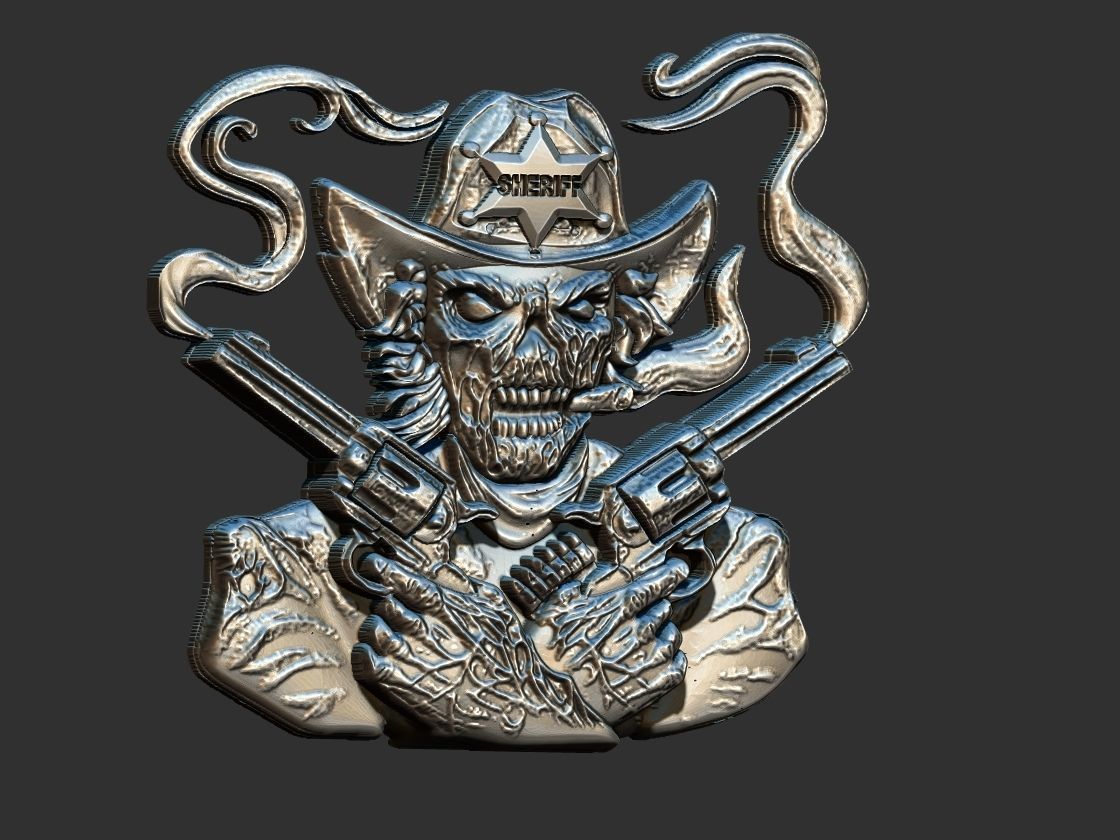 Skull Sheriff  3D print model_10