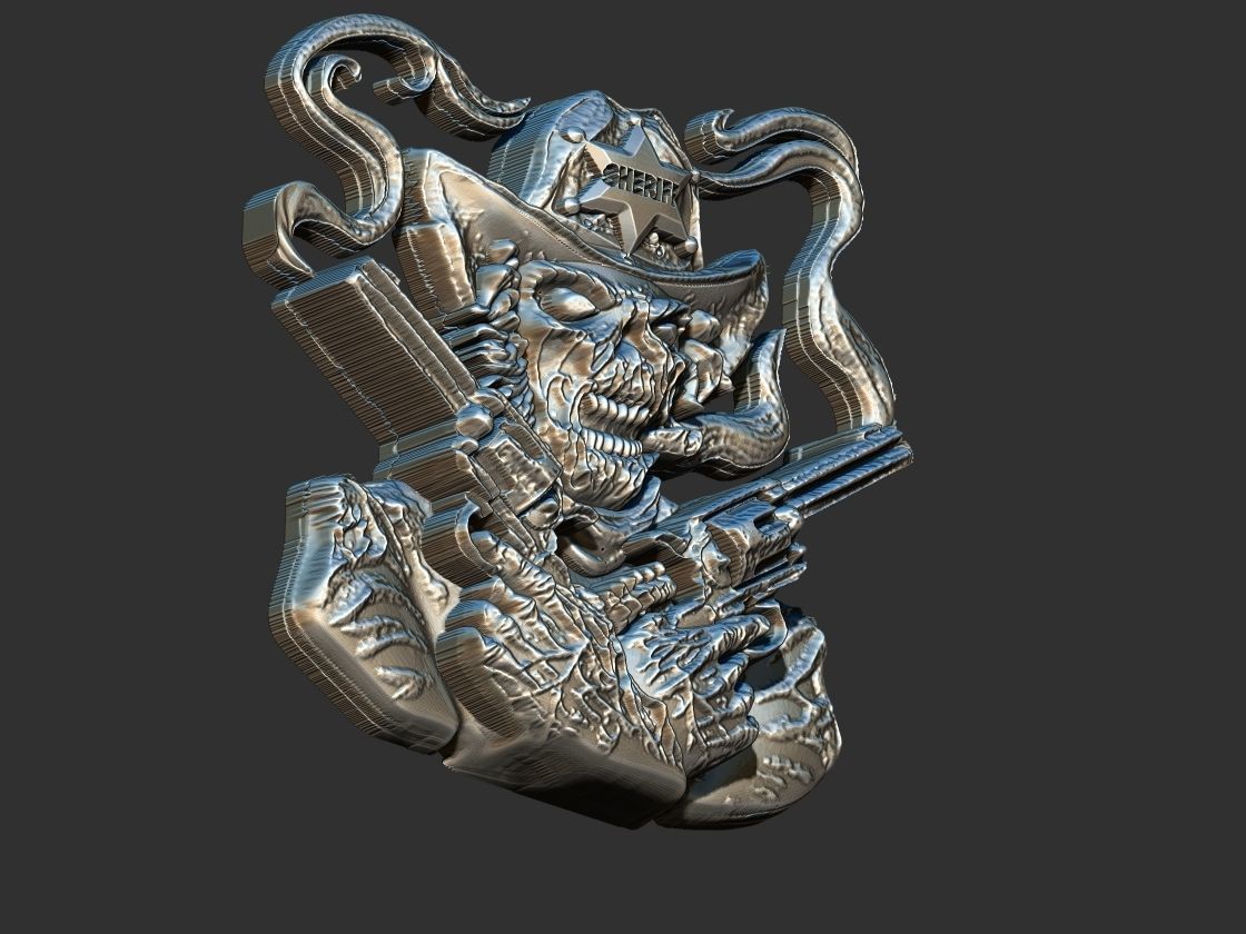 Skull Sheriff  3D print model_2