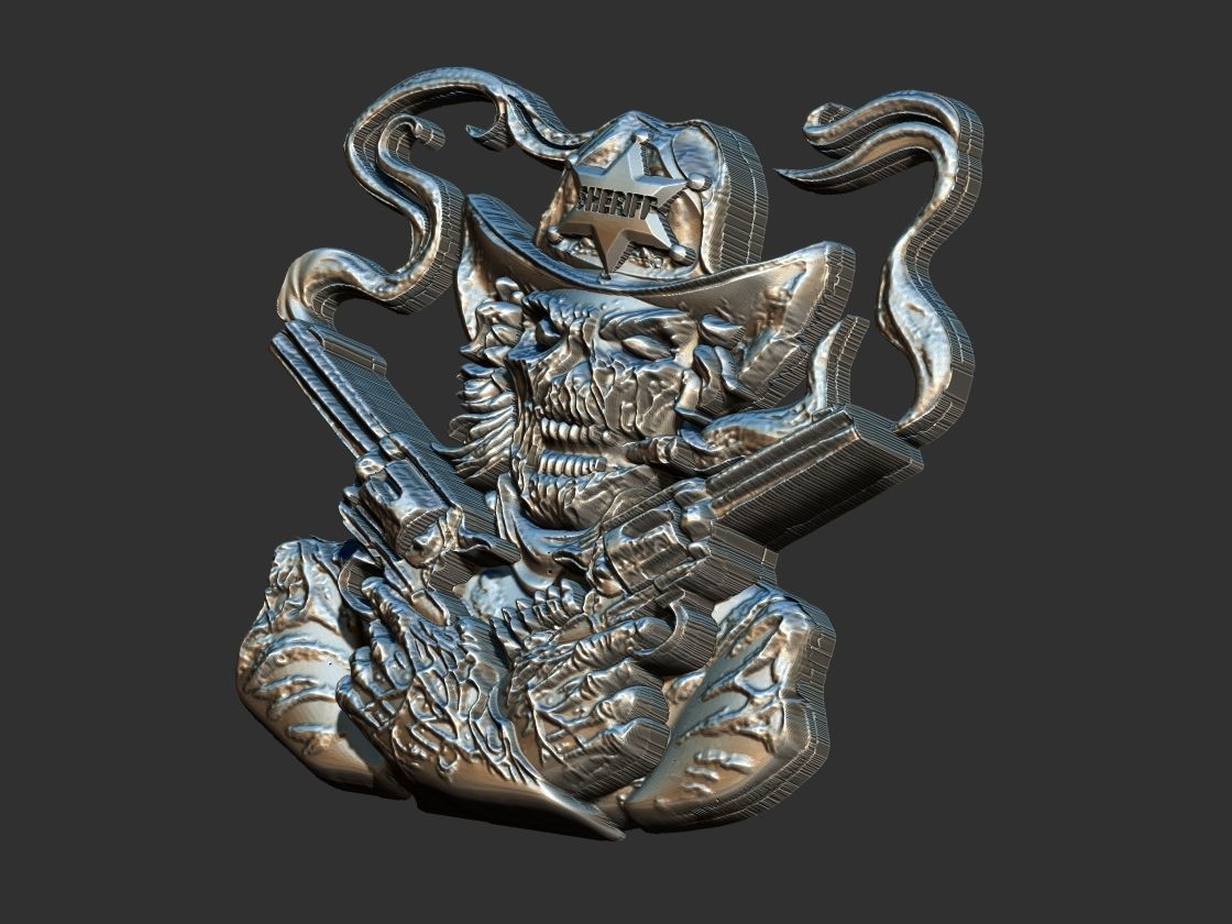 Skull Sheriff  3D print model_8