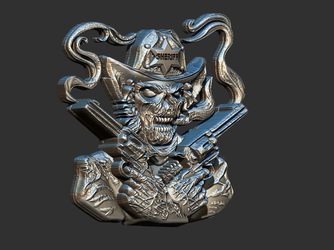 Skull Sheriff  3D print model_1