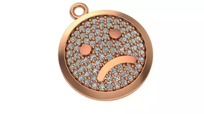 Unhappy face emoji charm necklace pendant 3D print model