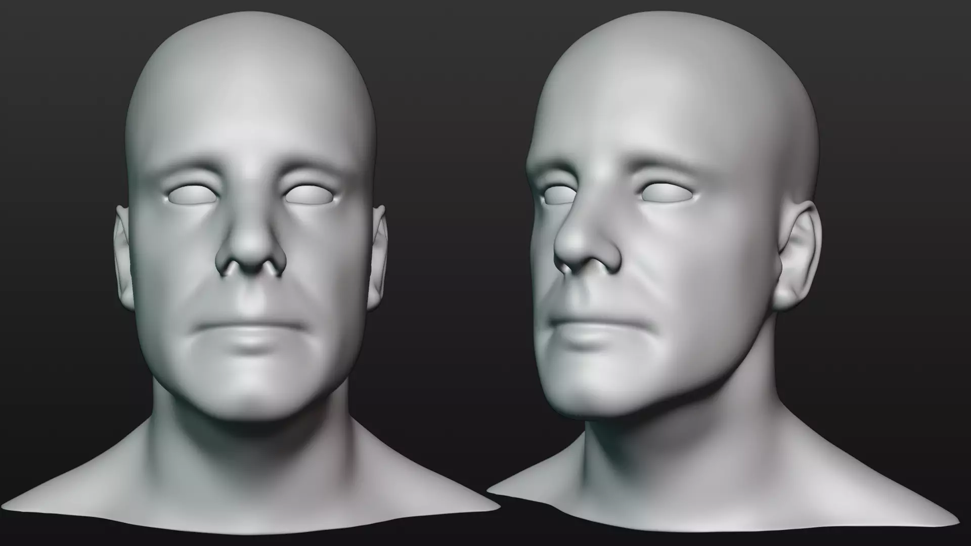 Male head base mesh 3D model_0