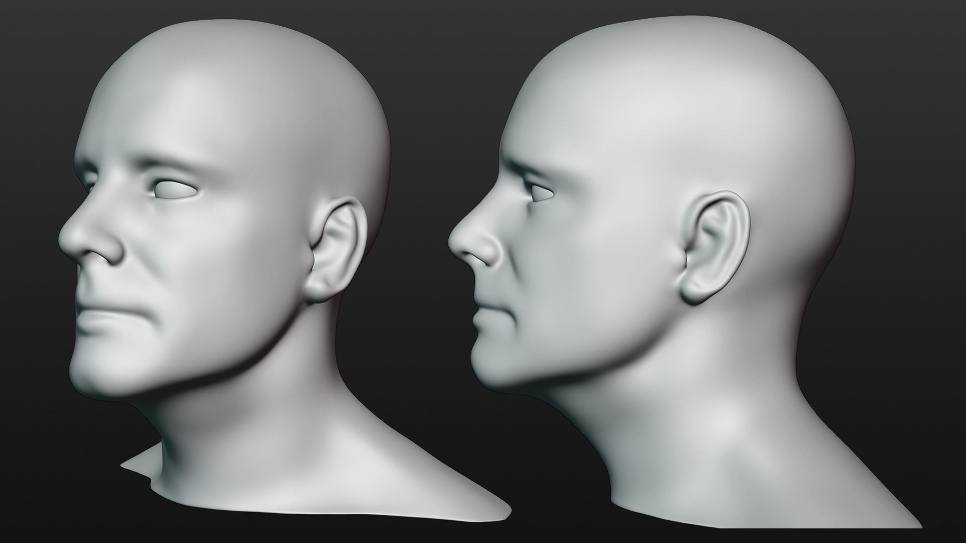 Male head base mesh 3D model_1