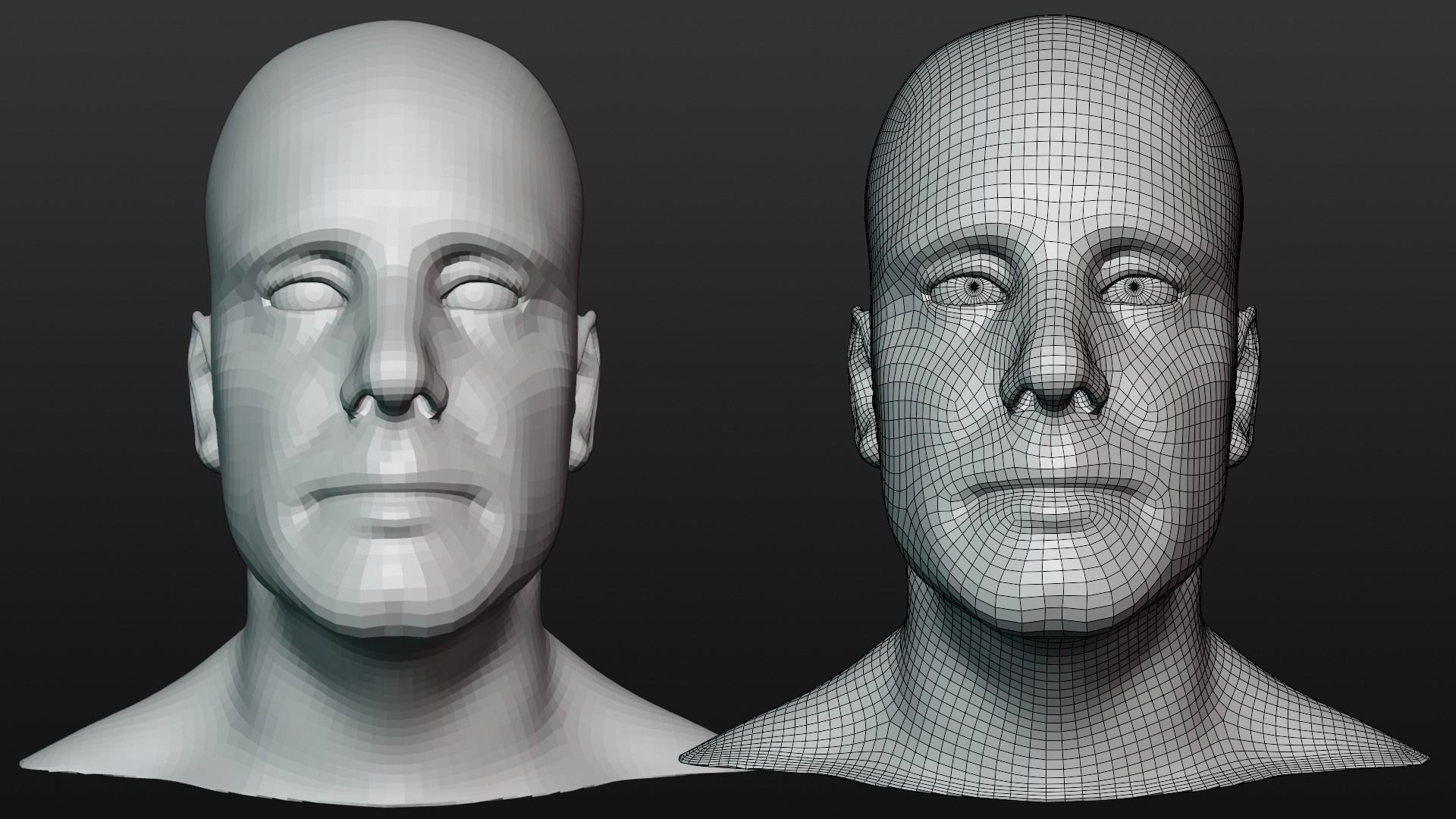 Male head base mesh 3D model_5