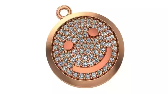 Smiley face emoji pendant 3D print model