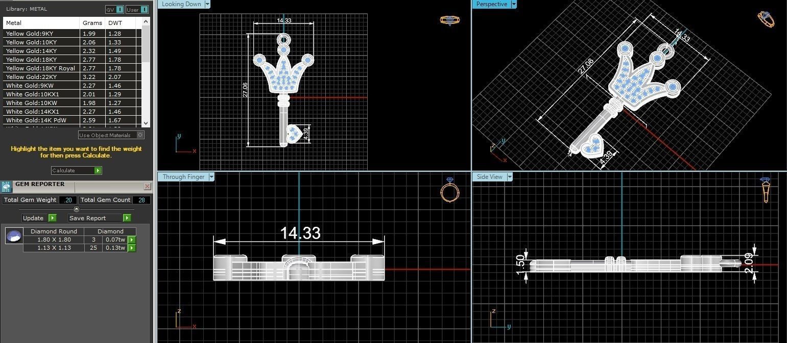 Heart Crown Key Necklace Charm Pendant 3D print model_3