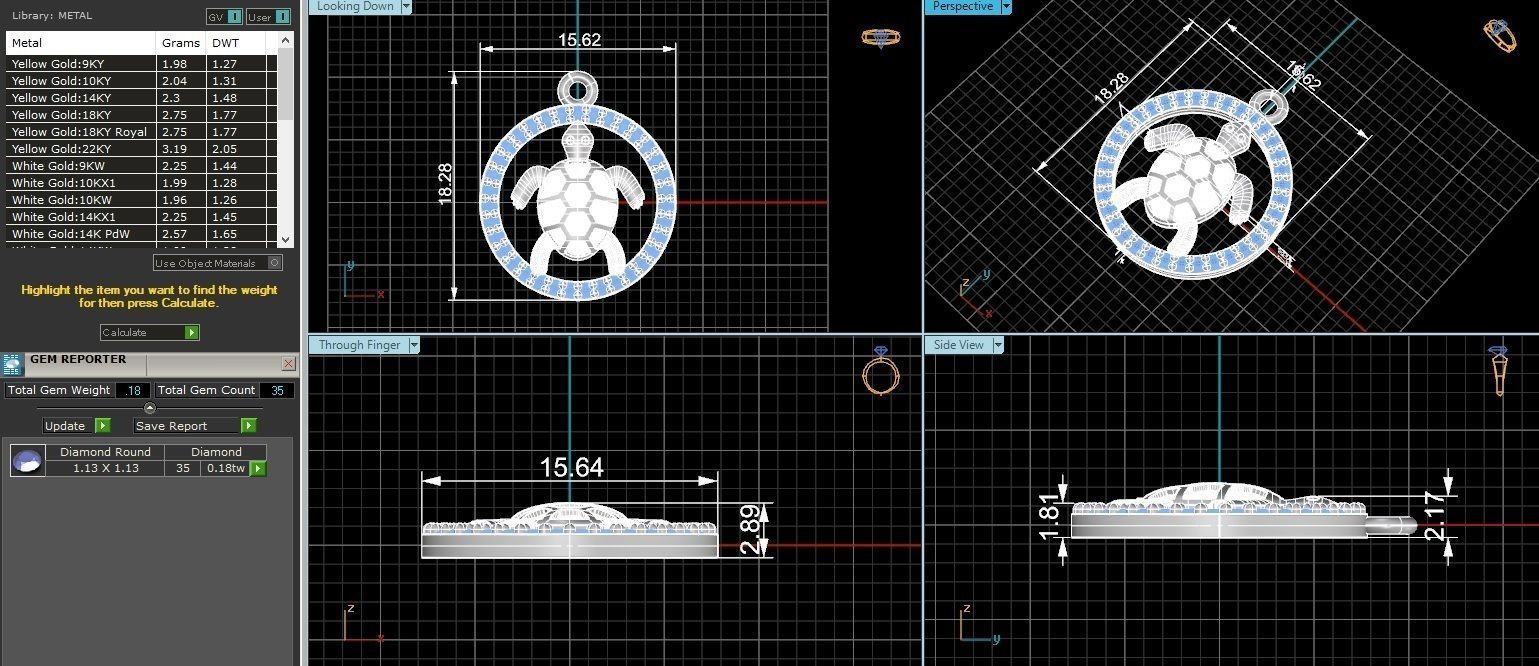 Sea Turtle Necklace Charm Pendant 3D print model_3