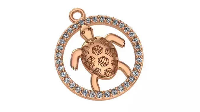 Sea Turtle Necklace Charm Pendant 3D print model
