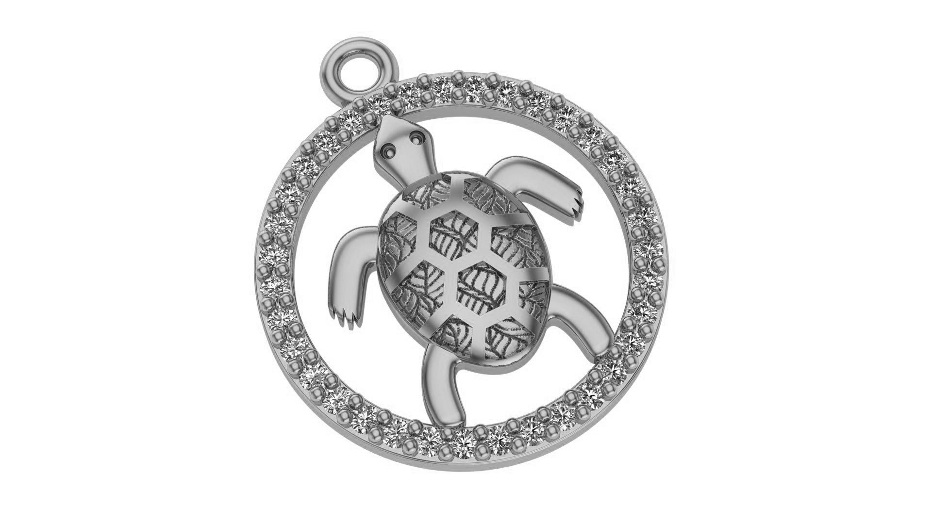 Sea Turtle Necklace Charm Pendant 3D print model_2