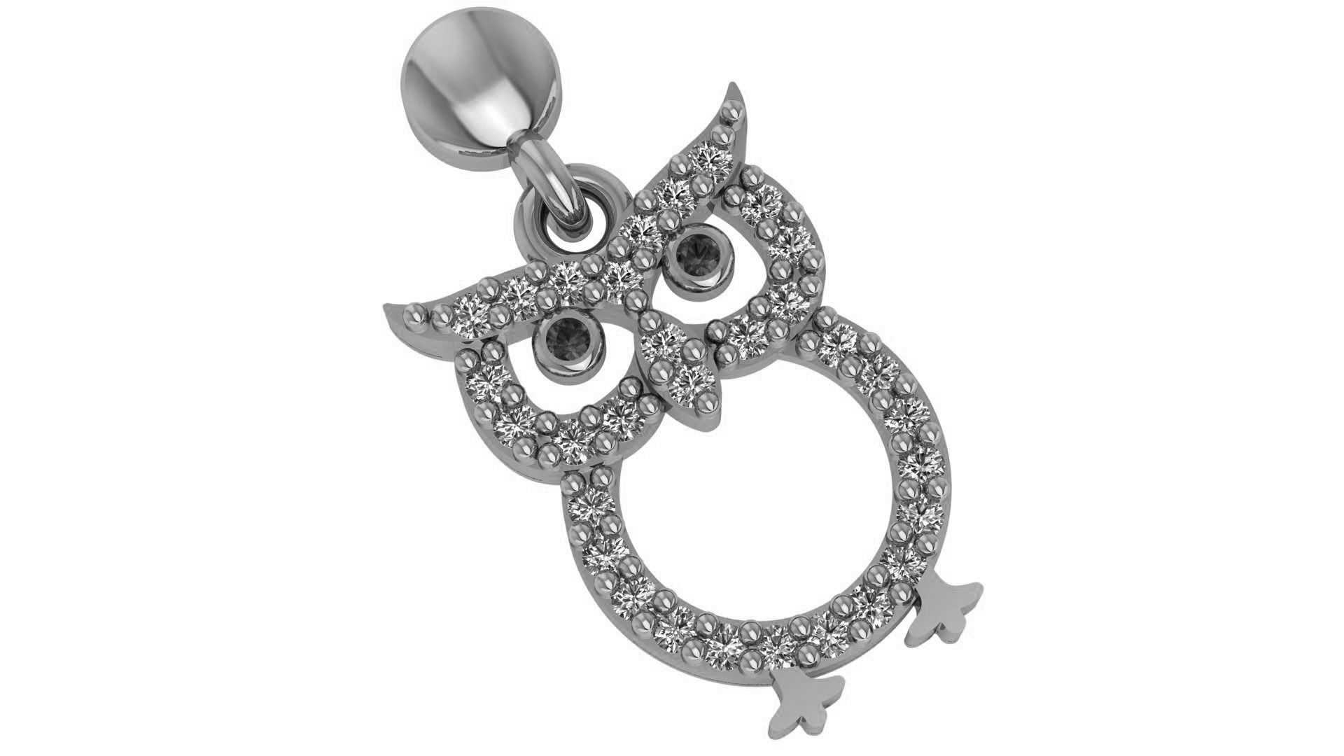Green Eyed Owl Pendant Necklace 3D print model_2