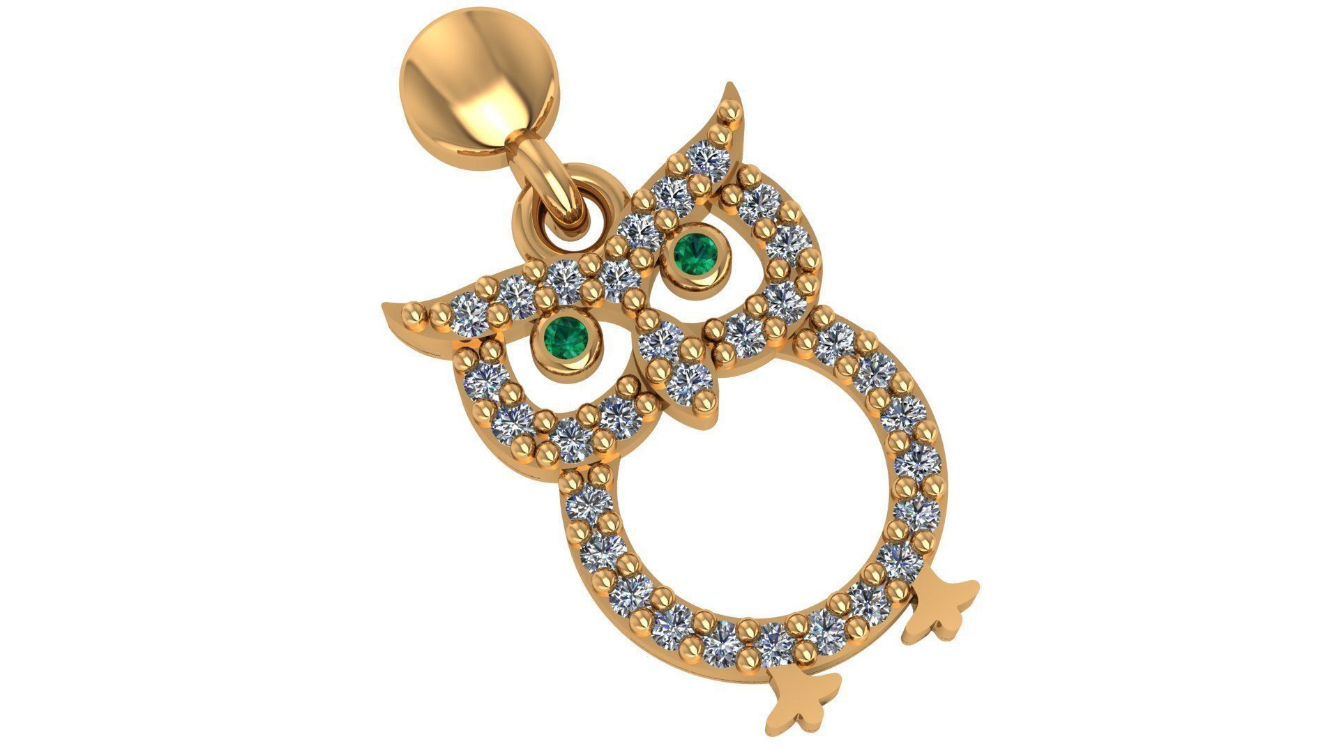 Green Eyed Owl Pendant Necklace 3D print model_1