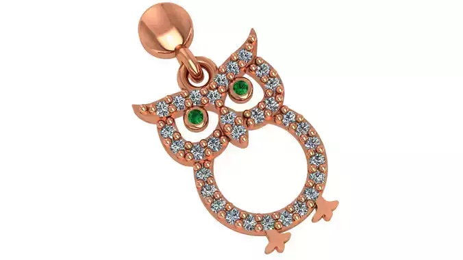 Green Eyed Owl Pendant Necklace 3D print model