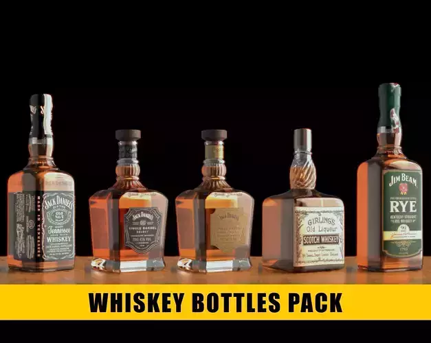 Whiskey Bottles Pack - Hero Assets - Realistic 3D model