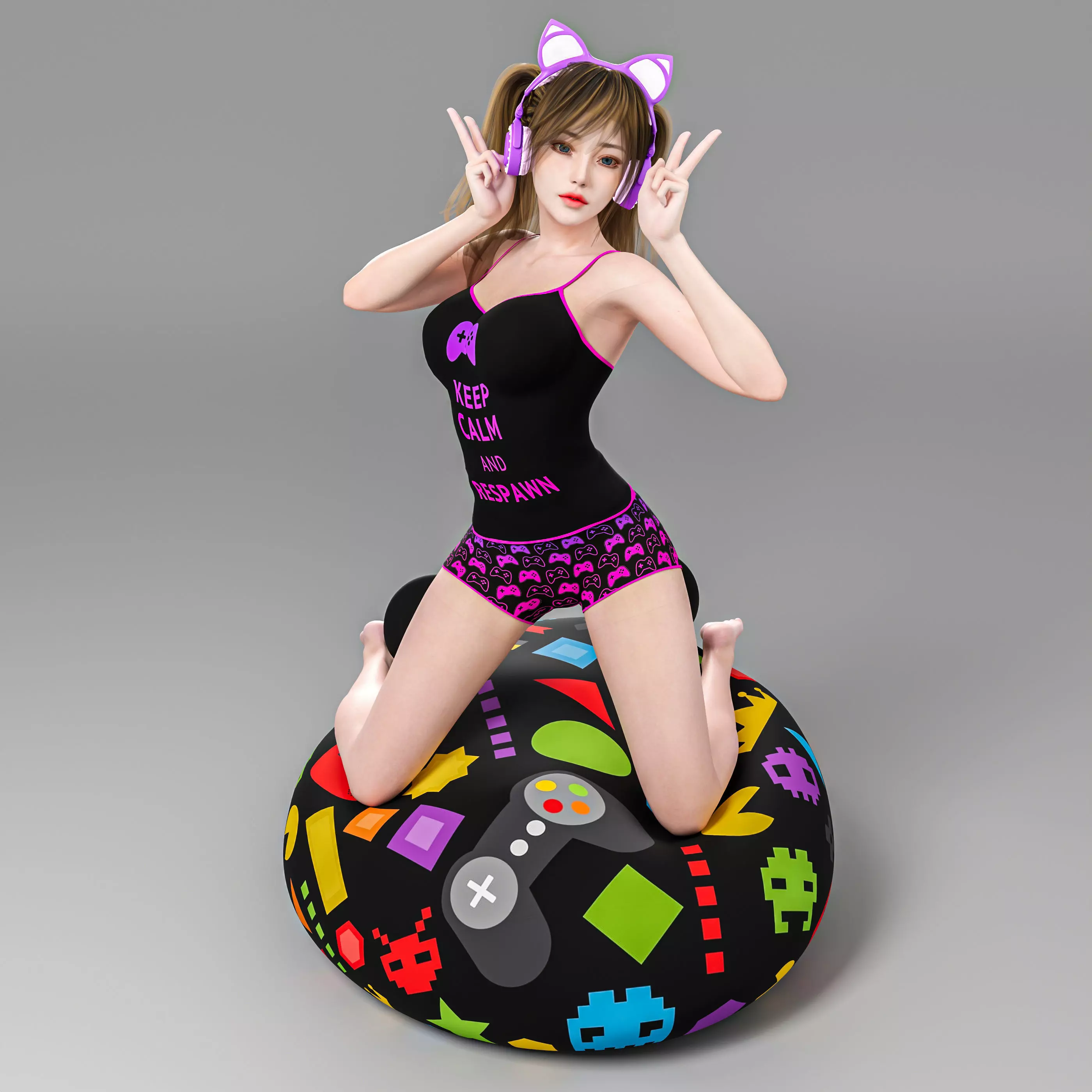 girl sitting on the floor 3D model