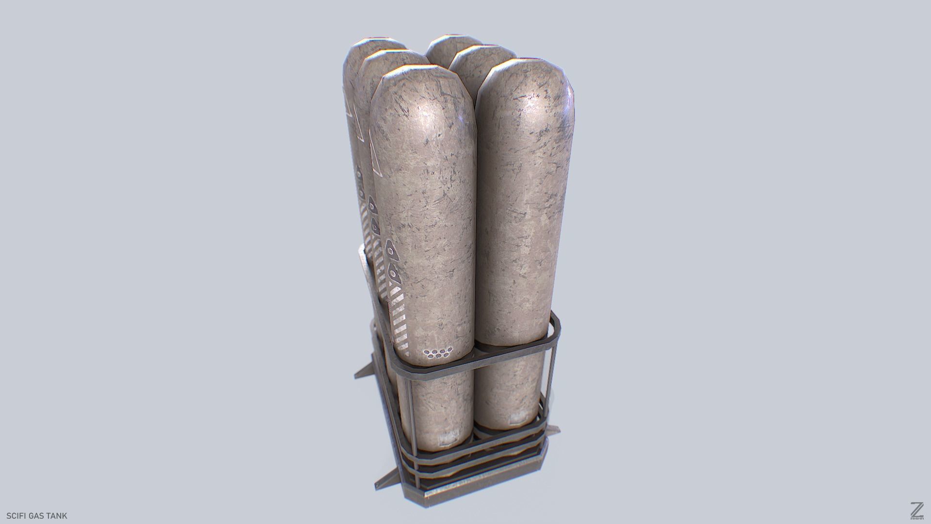 Sci fi gas tank Low-poly 3D model_8