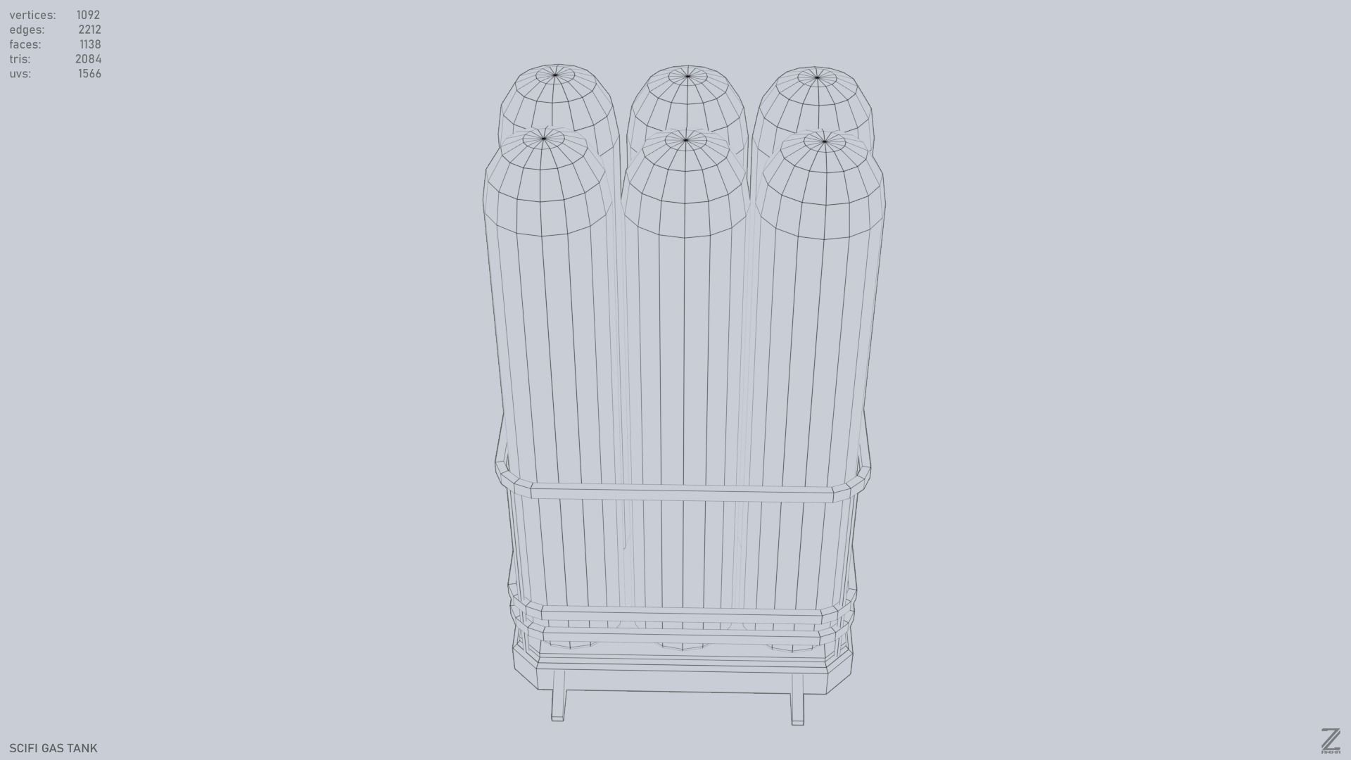 Sci fi gas tank Low-poly 3D model_14