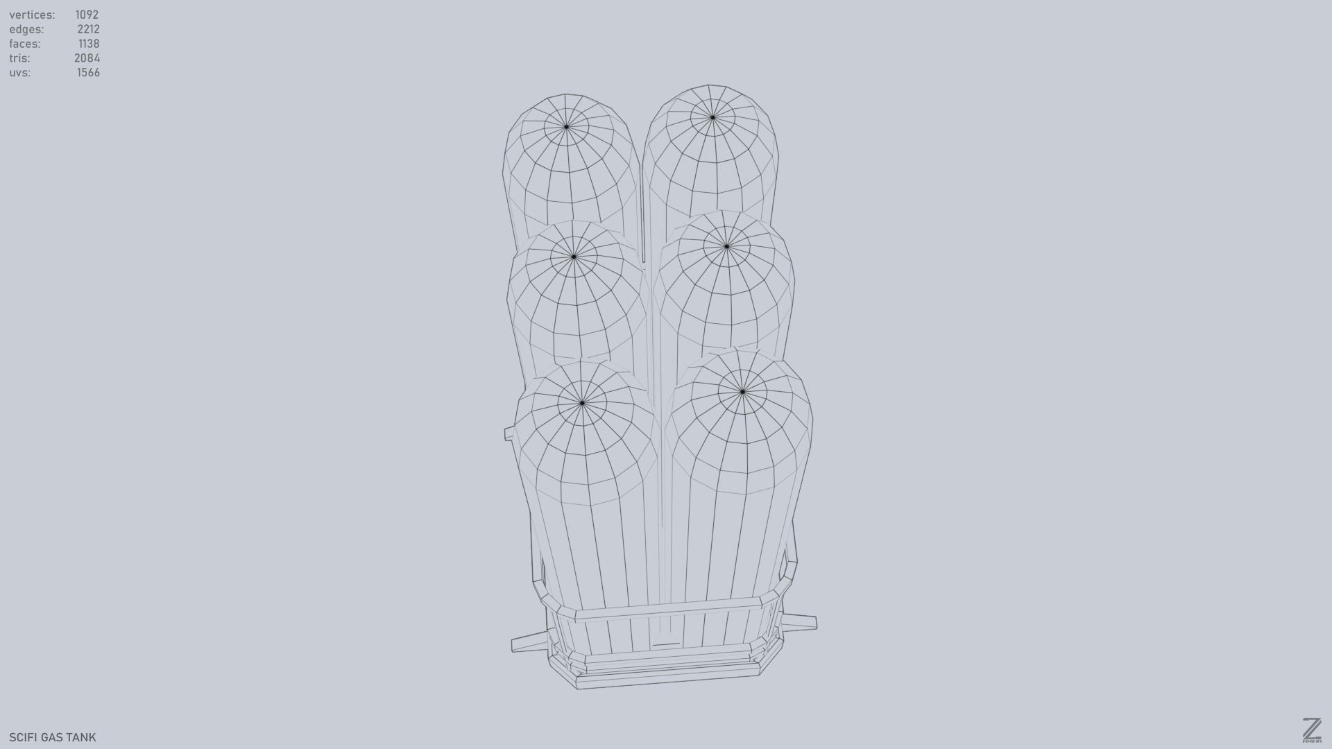 Sci fi gas tank Low-poly 3D model_12