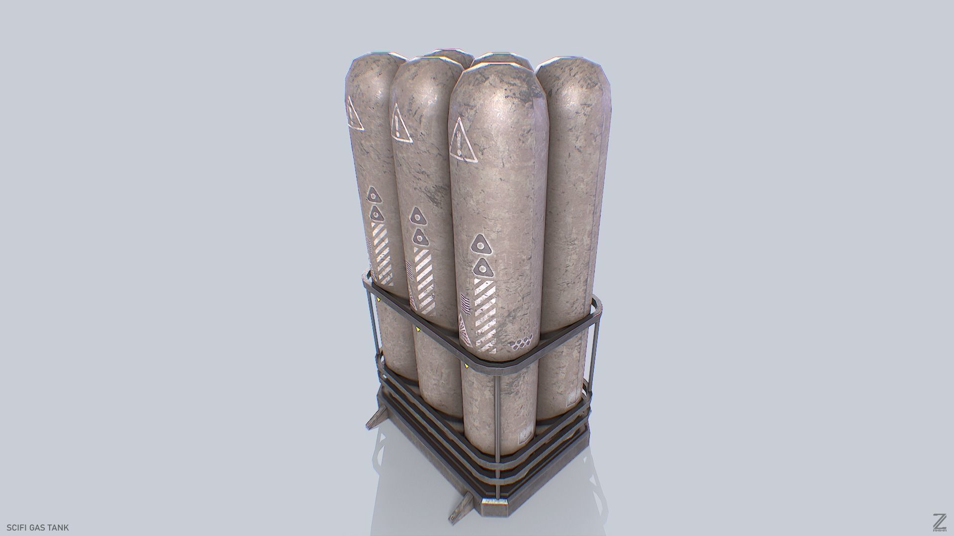 Sci fi gas tank Low-poly 3D model_4