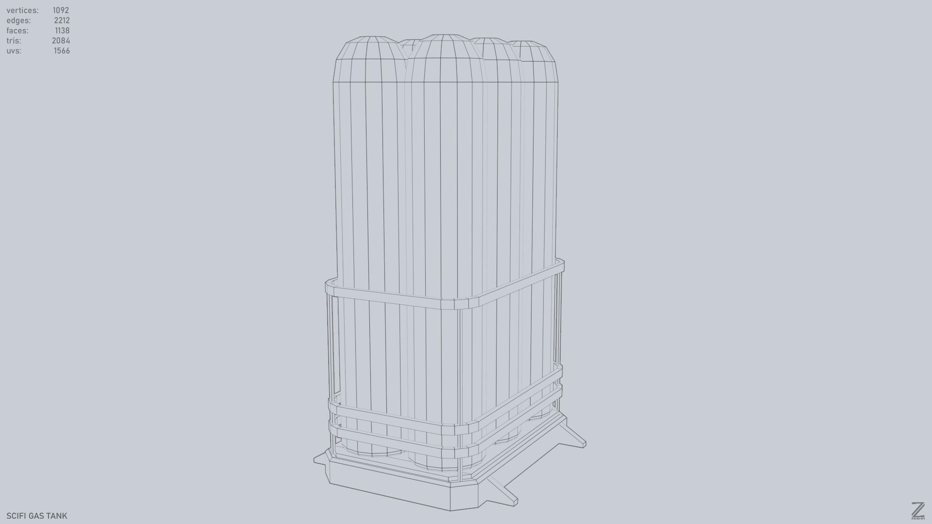 Sci fi gas tank Low-poly 3D model_9