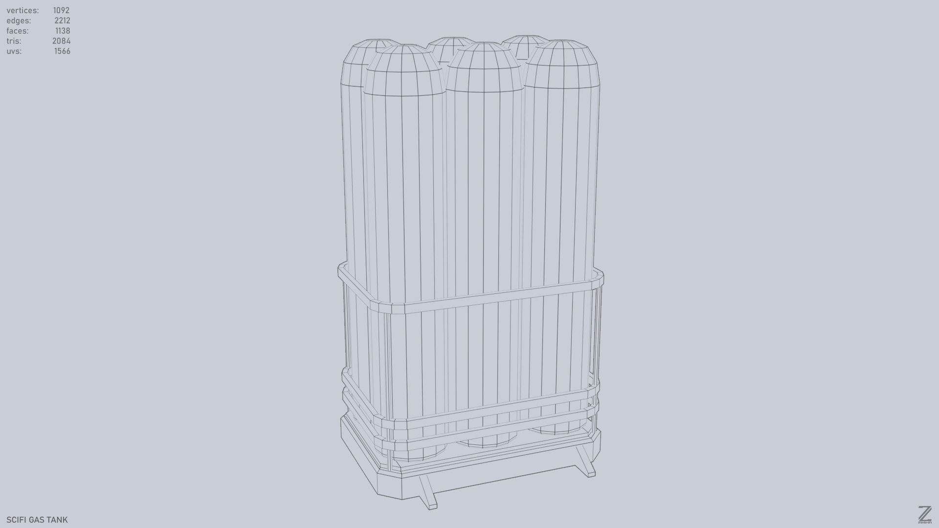 Sci fi gas tank Low-poly 3D model_10