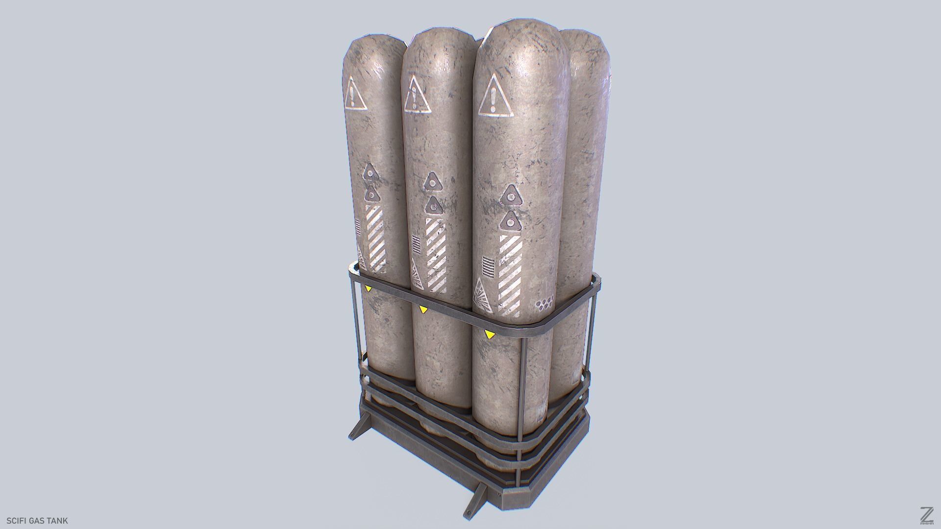Sci fi gas tank Low-poly 3D model_7