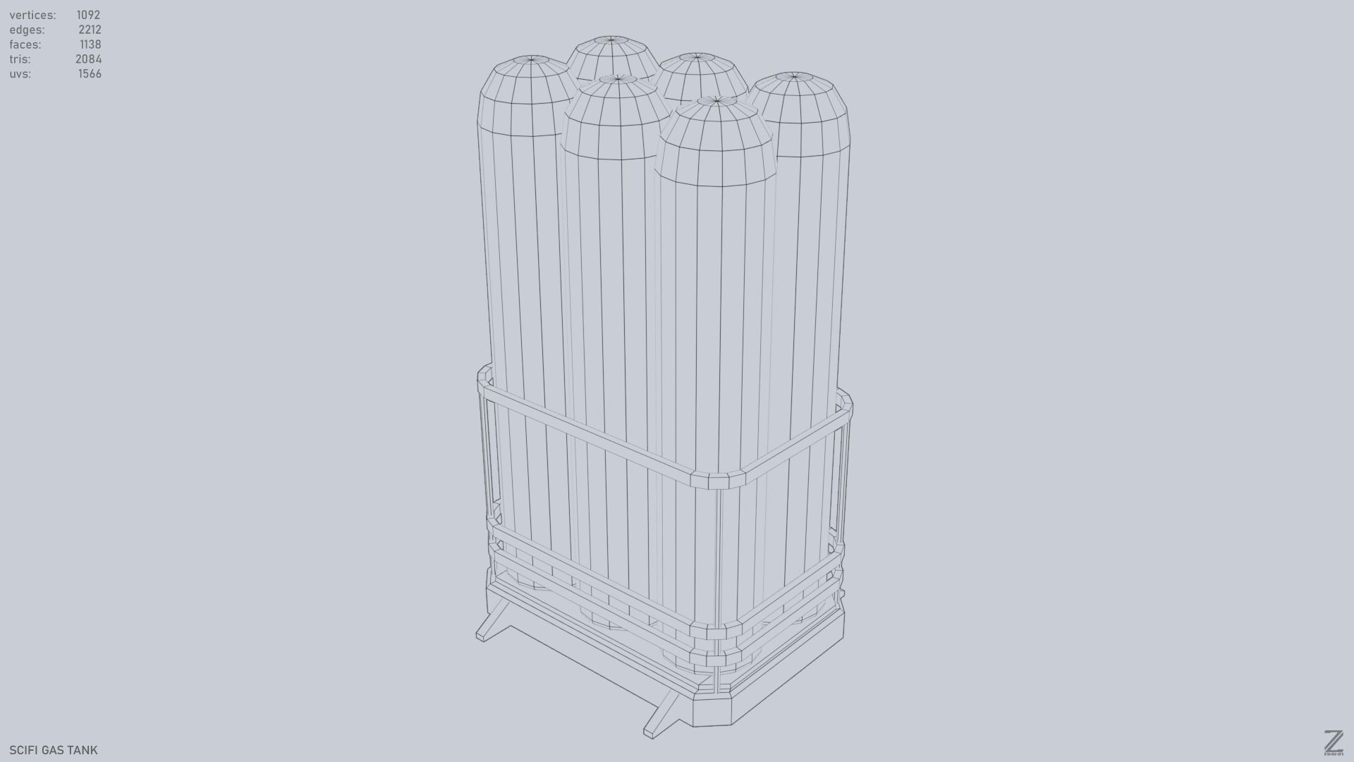 Sci fi gas tank Low-poly 3D model_11