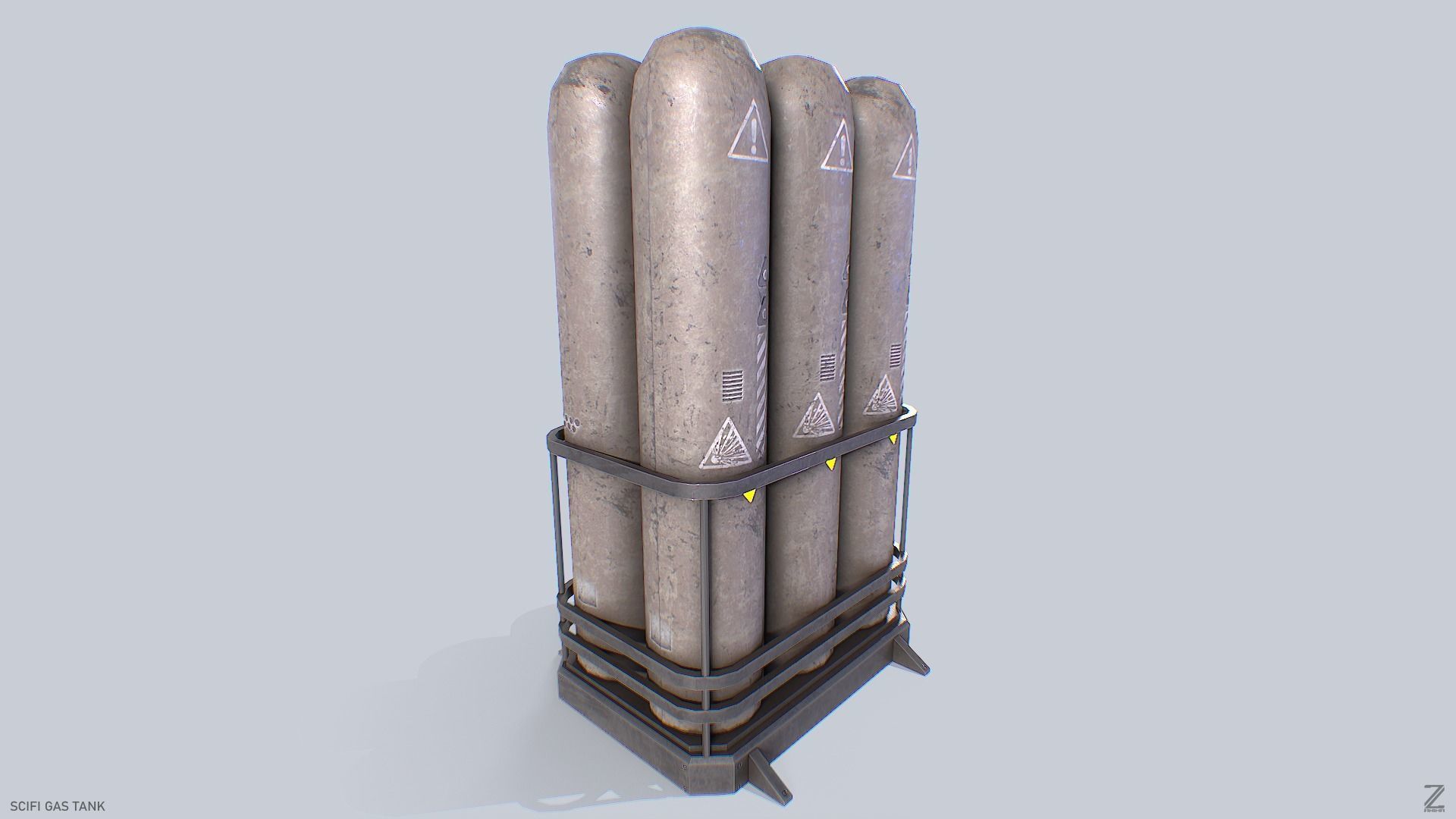 Sci fi gas tank Low-poly 3D model_5
