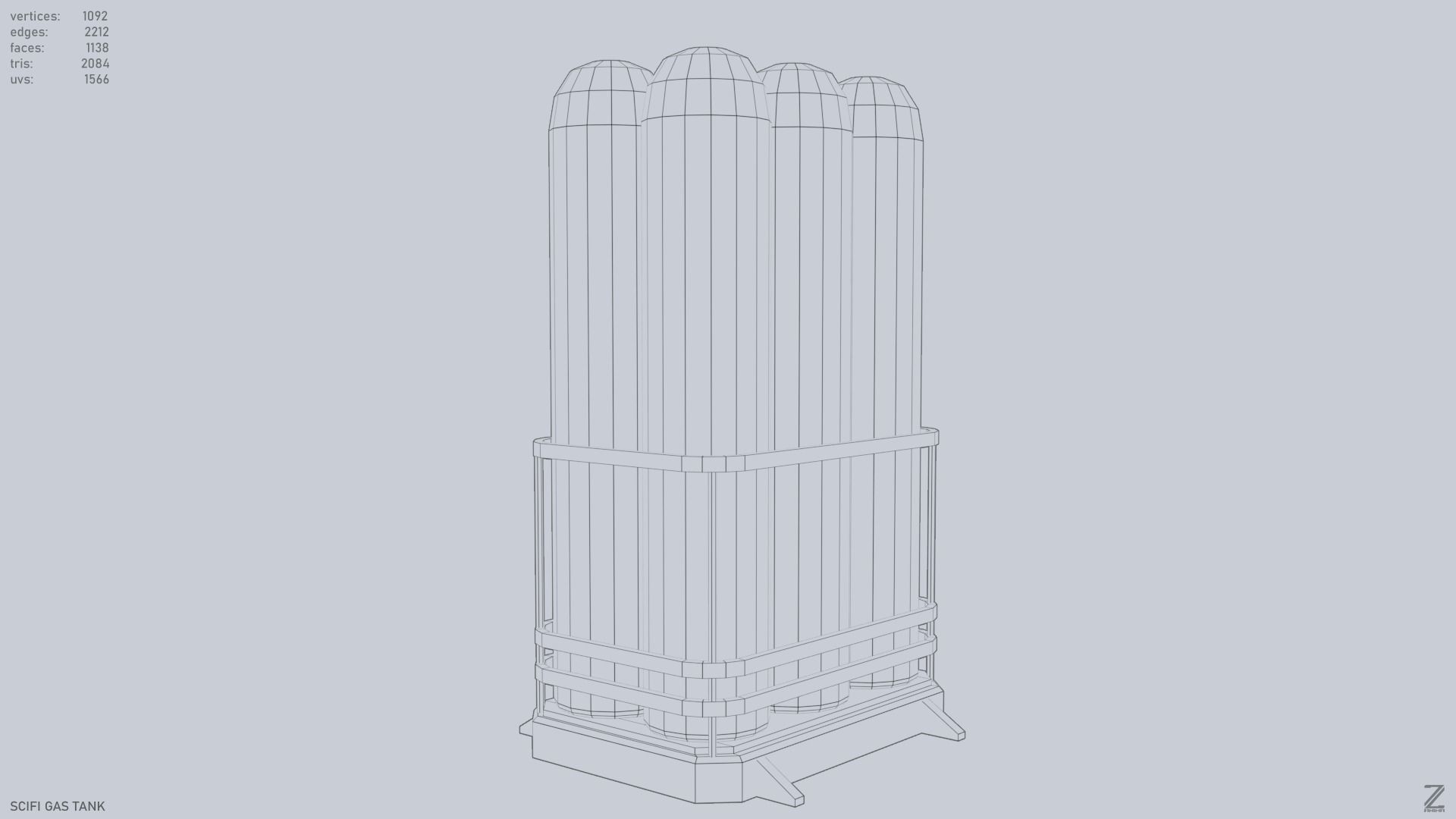 Sci fi gas tank Low-poly 3D model_13