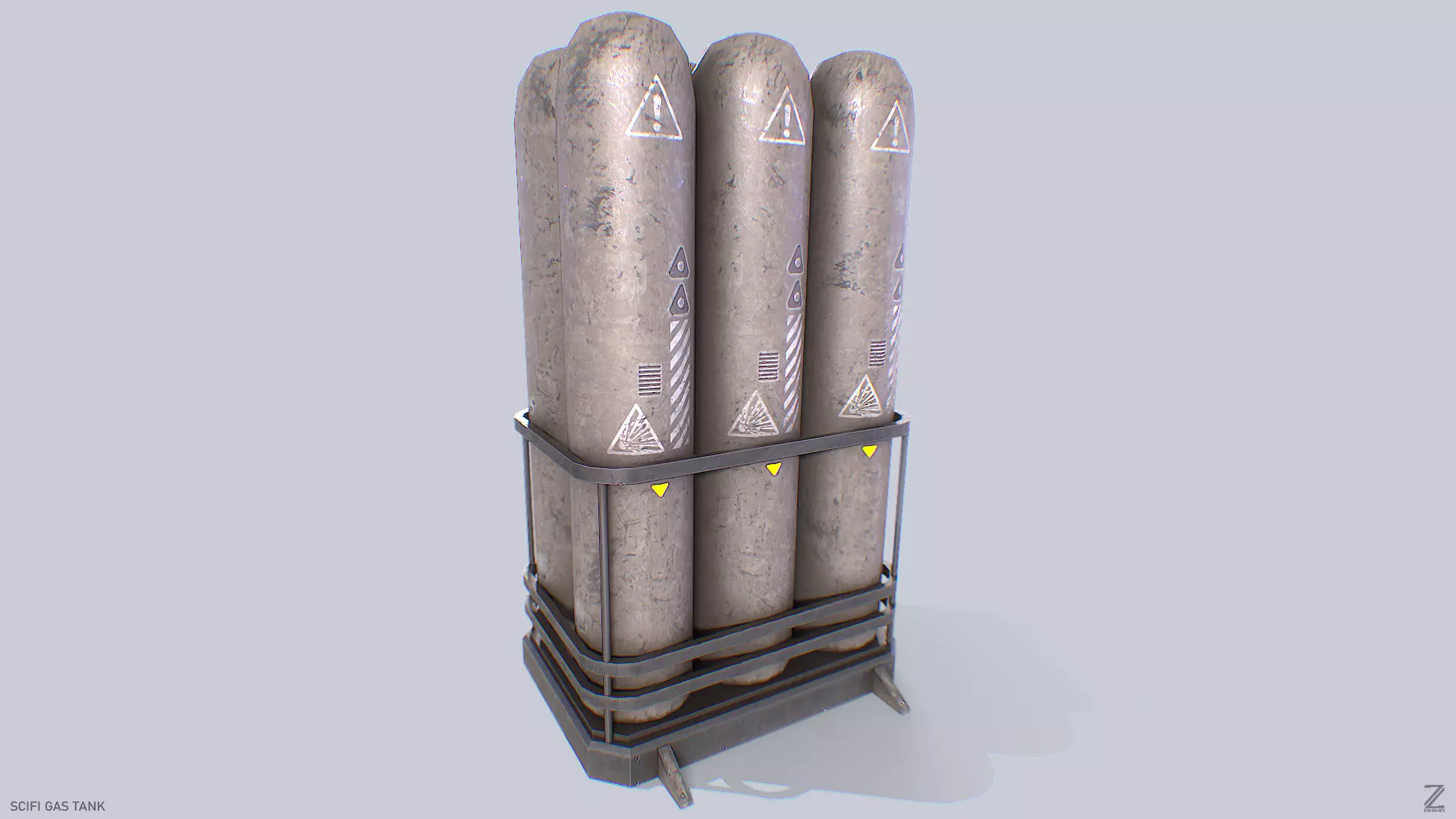 Sci fi gas tank Low-poly 3D model_0