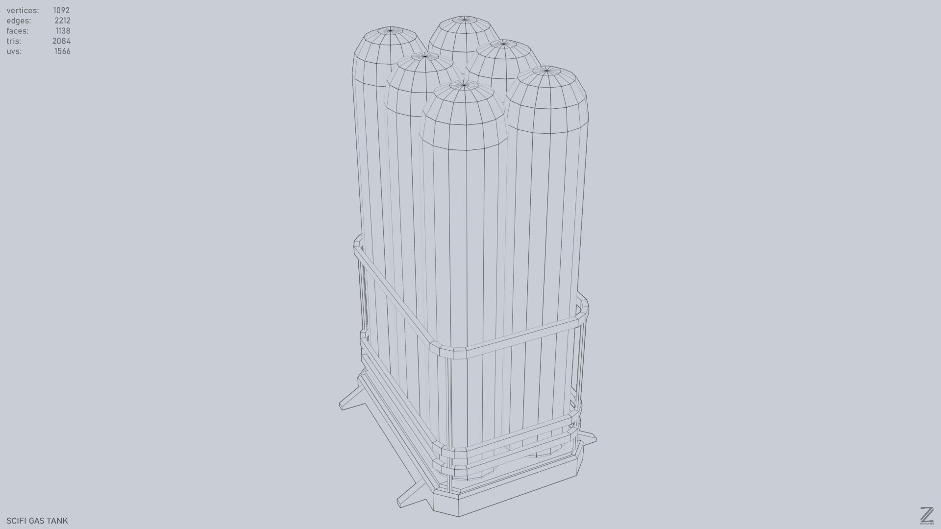 Sci fi gas tank Low-poly 3D model_15