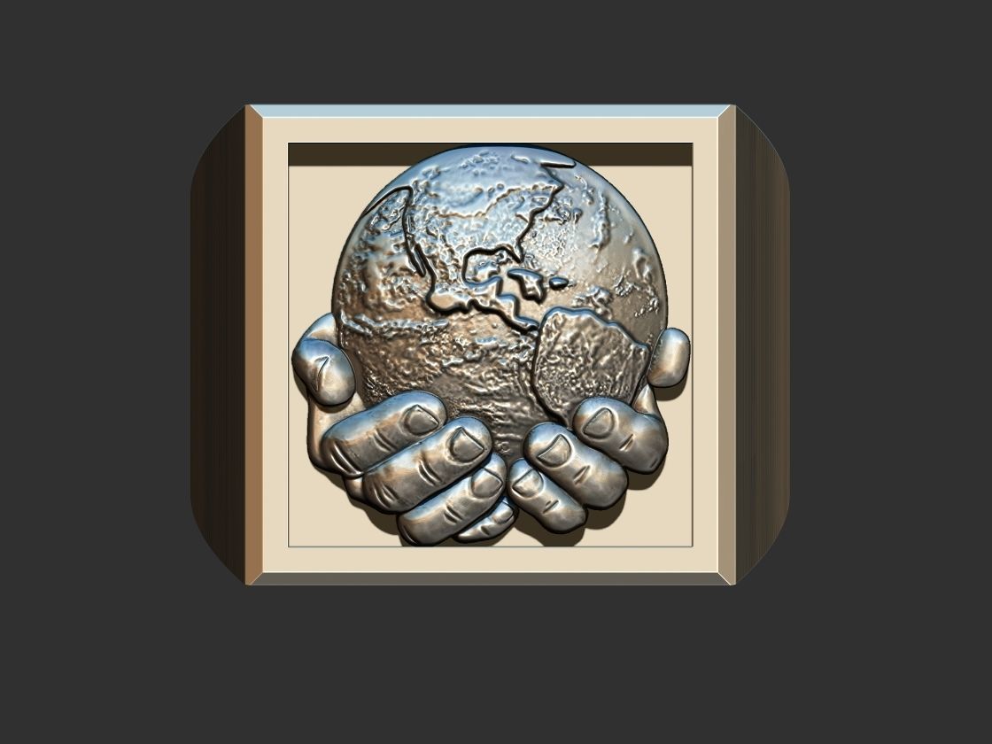 Hands Holding the World Ring 3D print model_1